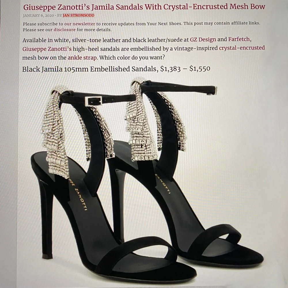 Giuseppe Zanotti Jamila Black Suede Crystal Bow Embellished Stiletto Sa…